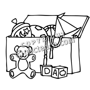 Clip Art  Toy Chest  Coloring Page    Abcteach