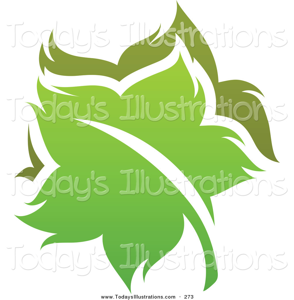 Clipart Of A Layered Green Leaf Logo Icon On Solid White By Elena