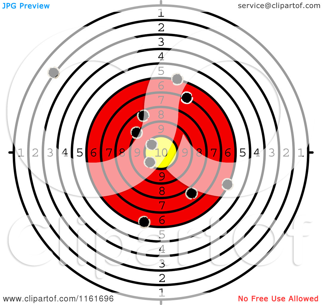 Clipart Of A Shooting Range Target With Bullet Holes Royalty Free