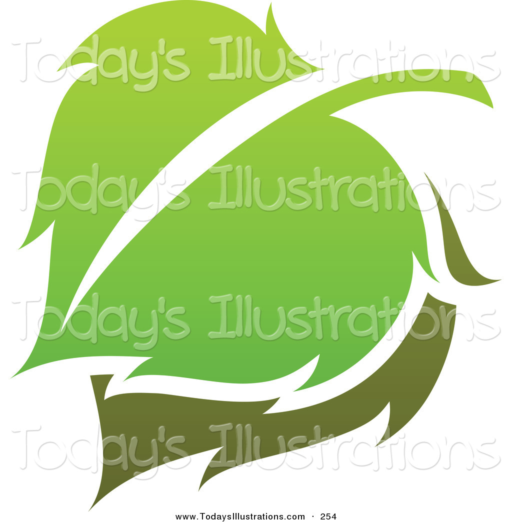 Preview  Clipart Of A Green Leaf Logo Icon Over Solid White By Elena