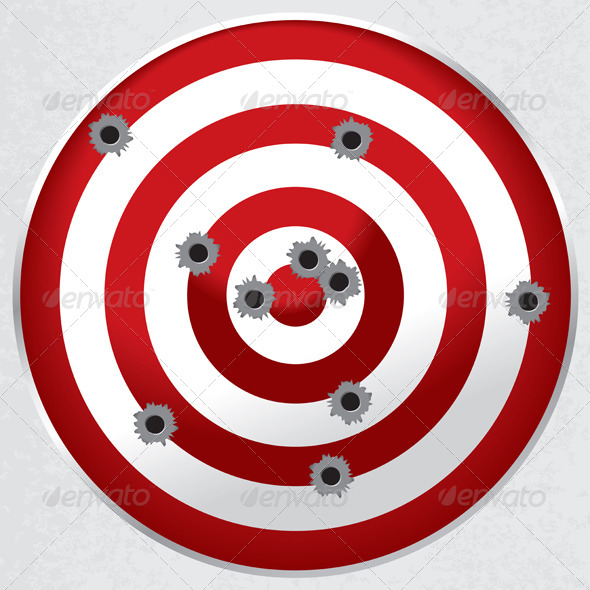 Shooting Range Gun Target With Bullet Holes   Miscellaneous Conceptual