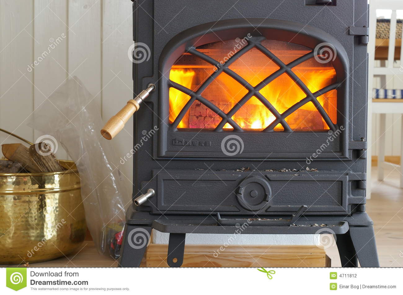 Wood Burning Stove With Fire Stock Photography   Image  4711812