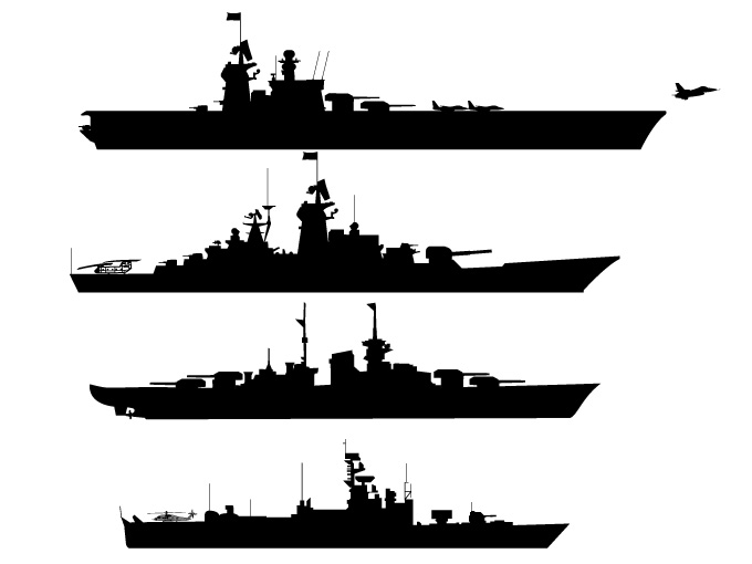 Battleship Silhouettes 11055   Free Vectors