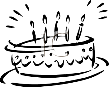 Black And White Clipart Picture Of Candles On A Birthday Cake