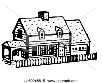 Black And White Version Of An Illustration Of A Small Bungalow Home