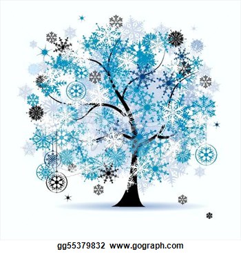 Winter Tree Snowflakes  Christmas Holiday  Stock Clip Art Gg55379832