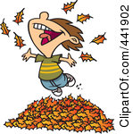 Cute Little Boy Playing In Fall Leaves With His Dog Clipart Image Jpg