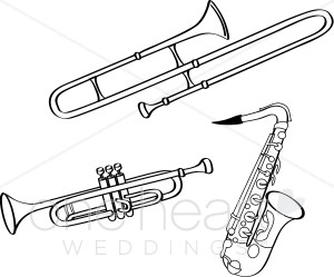 Saxophone Trumpet And Trombone Illustration In Black And White