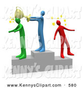 Clip Art Of A Blue Person Standing On The Winning Teir Of A Podium And
