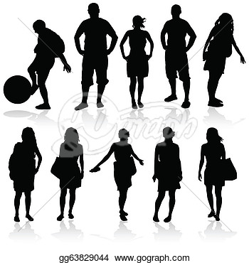 Clipart   Girl And Man Vector Silhouette Illustration  Stock