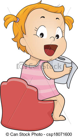Clipart Of Potty Training   Illustration Of A Young Girl On Her Potty