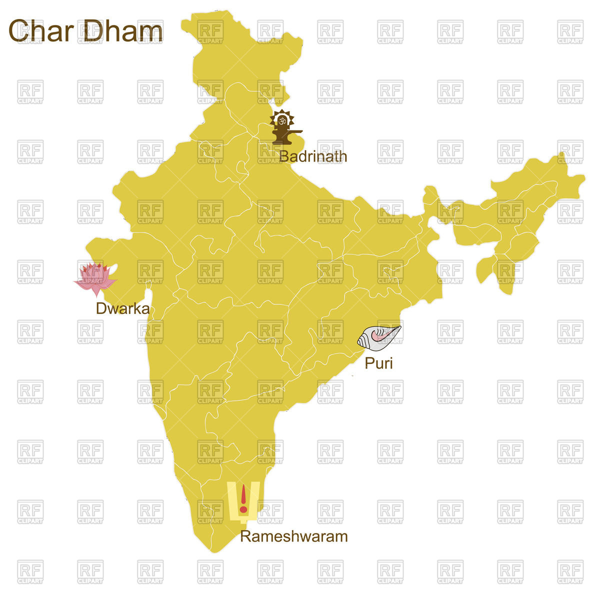 Dham On The Map Of India Download Royalty Free Vector Clipart  Eps