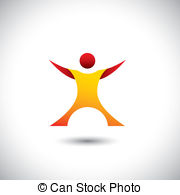 Excited Person After Winning Icon   Concept Vector Graphic Eps Vector