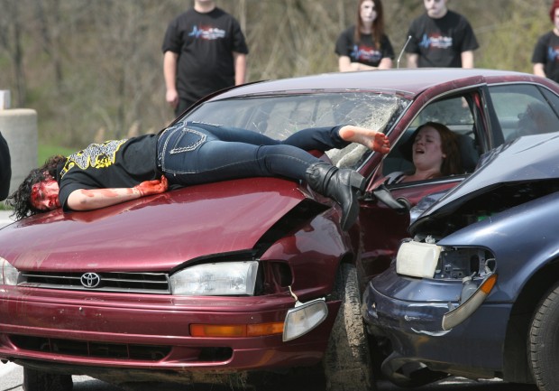 Fatal Car Accident Bodies Mock Crash