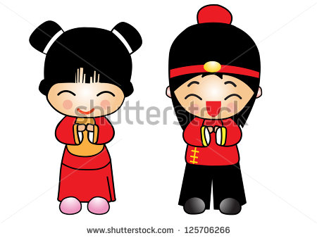 Chinese New Year Fortune Girl And Boy Vector On White Background