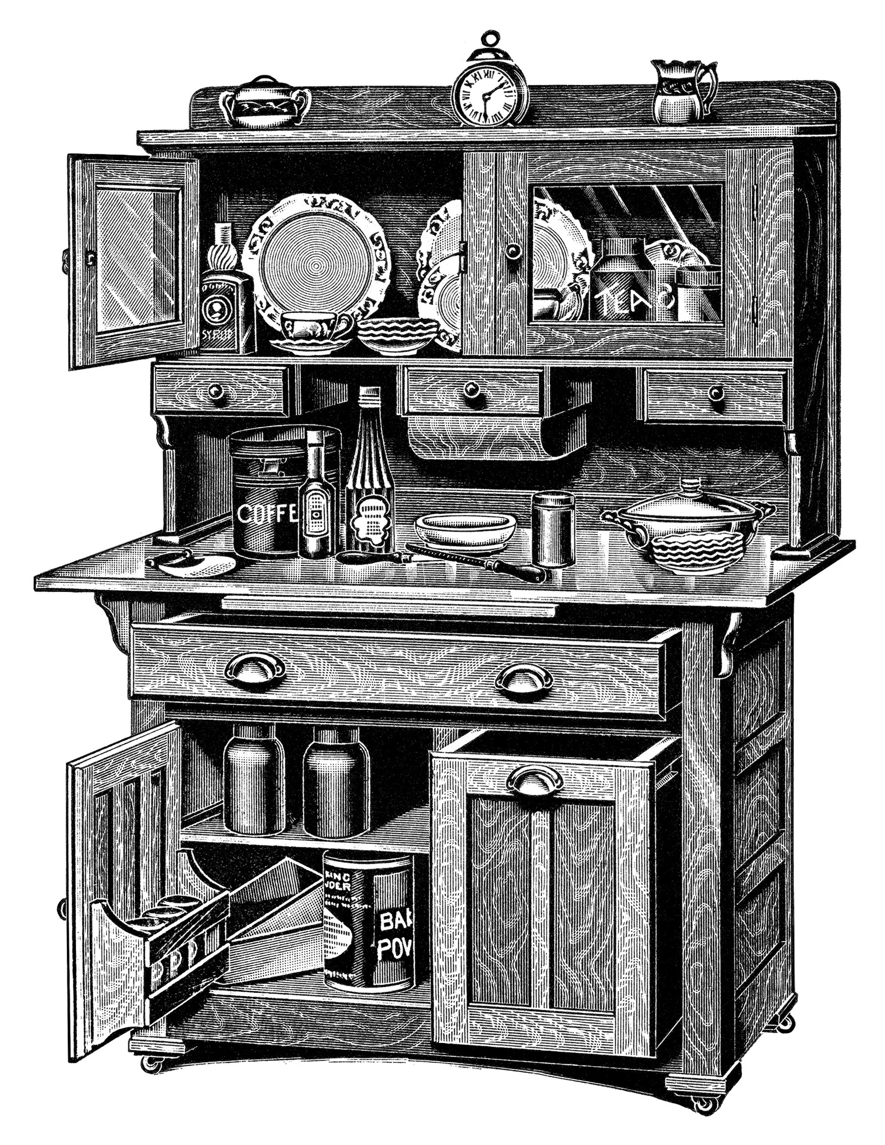 Free Vintage Image   Kitchen Cabinets Catalogue Page And Clip Art