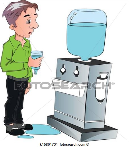 Vector Of Man Drinking Water From Cooler  View Large Clip Art Graphic