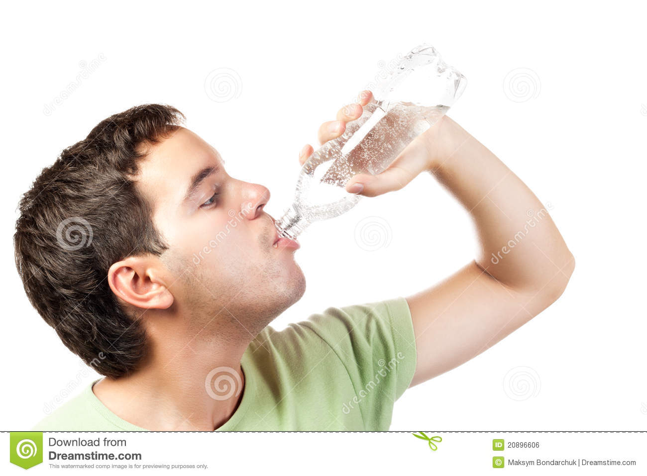 Young Man Drinking Water From Bottle Isolated Royalty Free Stock Image