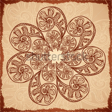 Beige Abstract Background With Doodle Flower Stock Vector   Clipart Me