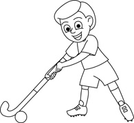 Boy Playing With Hockey Stick Outline