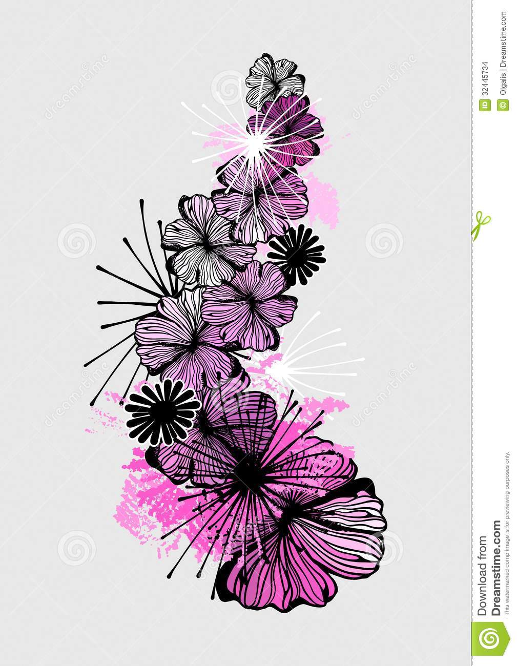 Doodle Flower Ink Pattern Model For Design Of Gift Packs Patterns