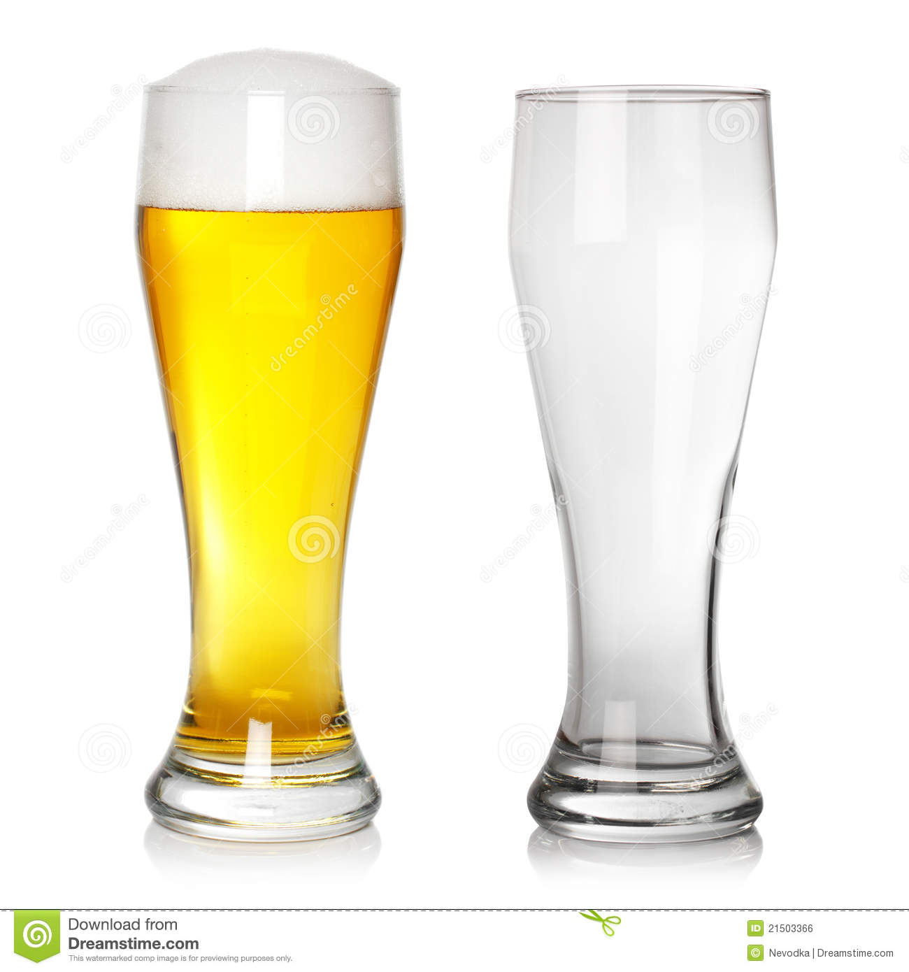 Full And Empty Beer Glass Royalty Free Stock Image   Image  21503366