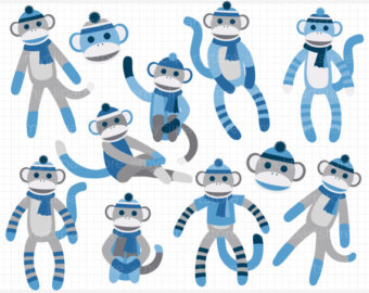 Sock Monkey Party Sticker Clipart   Free Clip Art Images