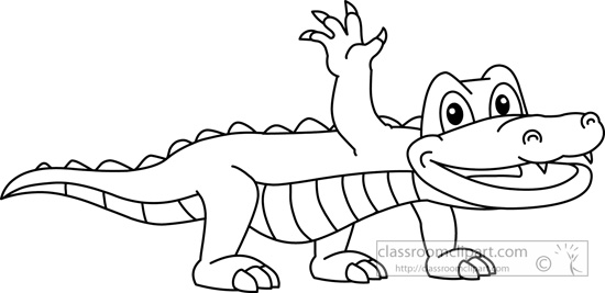 Animals   Alligator Black White Outline 910   Classroom Clipart
