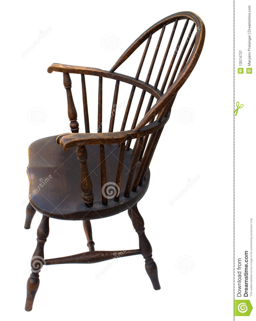 Antique Windsor Chair Side View Isolated Royalty Free Stock