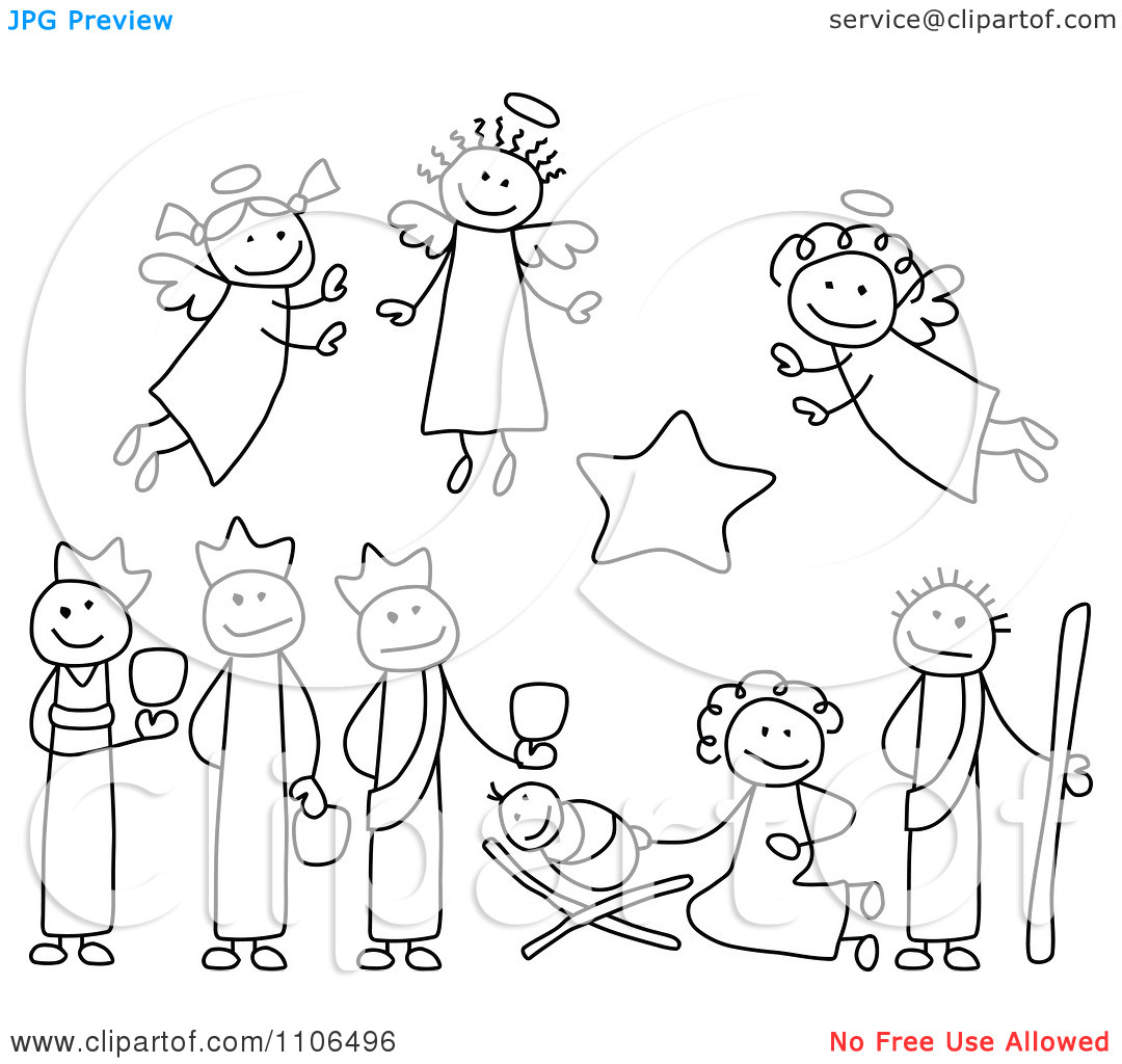 Christmas Clip Art Black Nativity Free Online Clipart Black And White