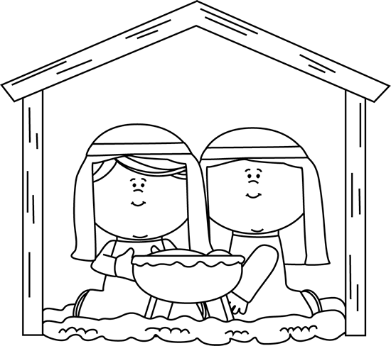 Clip Art Black And White Black And White Nativity With