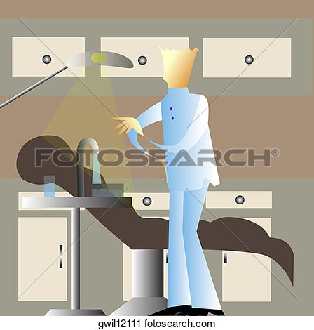 Clipart   Side Profile Of A Male Dentist Standing Near The Dentist S