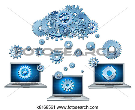 Cloud Computing Symbol Represented By A Cloud Made Of Gears And Cogs