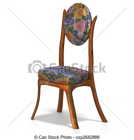 Illustration Of Classical Chair   Half Side View   Traditional Chair