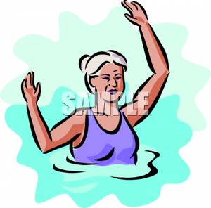 Older Woman In A Swimming Pool   Royalty Free Clipart Picture