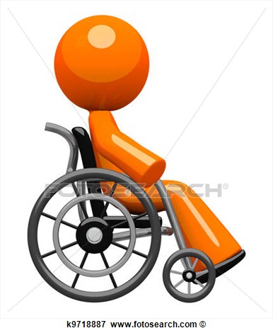 Orange Man In Wheel Chair Side View View Large Illustration