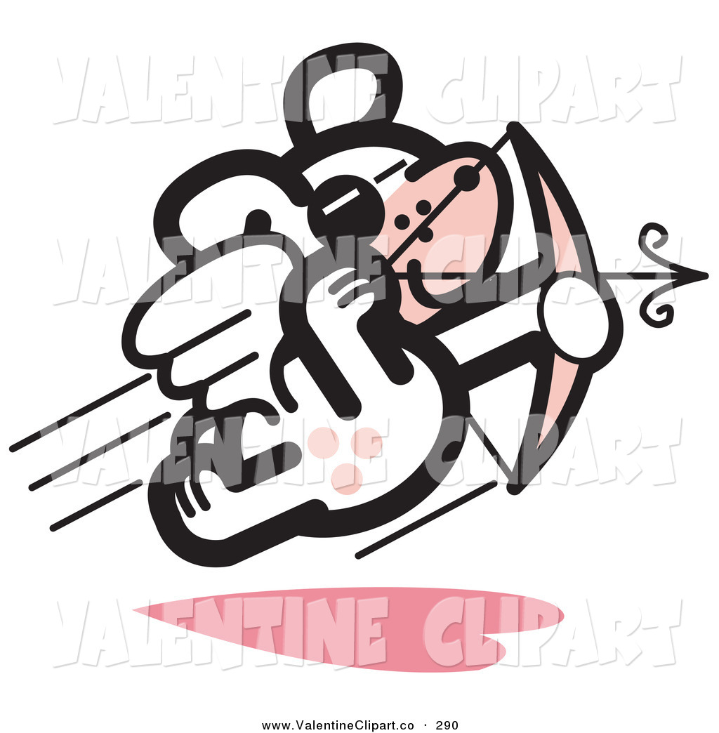 Vector Clip Art Of A Winged Pet Dog Flying And Shooting Arrows With A