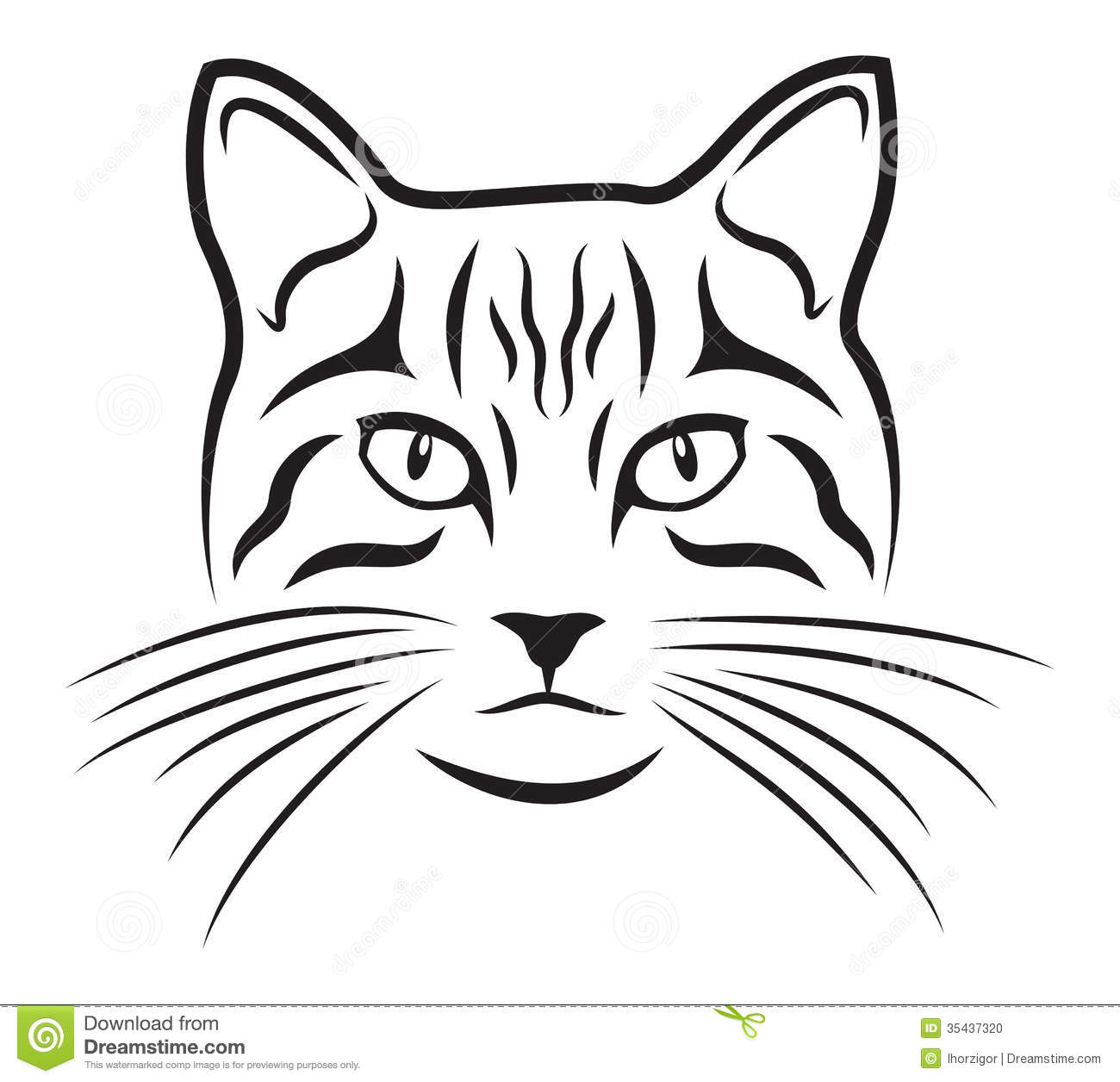 Black Silhouette Of Cat On White Background 