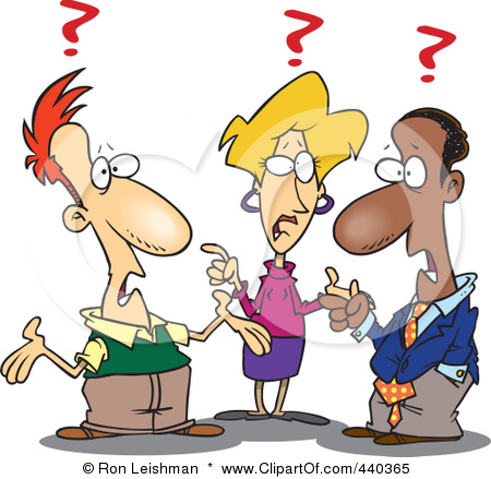 Clip Art Illustration Of A Cartoon Group Of Confused Business People