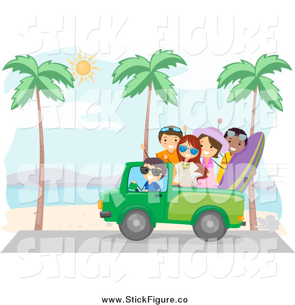 Clip Art Of A Summer Friends Driving A Truck On A Beach By Bnp Design