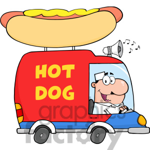 Free Rf Clipart Illustration Happy Hot Dog Vendor Driving Truck