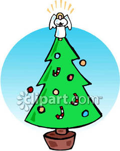 Christmas Tree With An Angel On Top   Royalty Free Clipart Picture