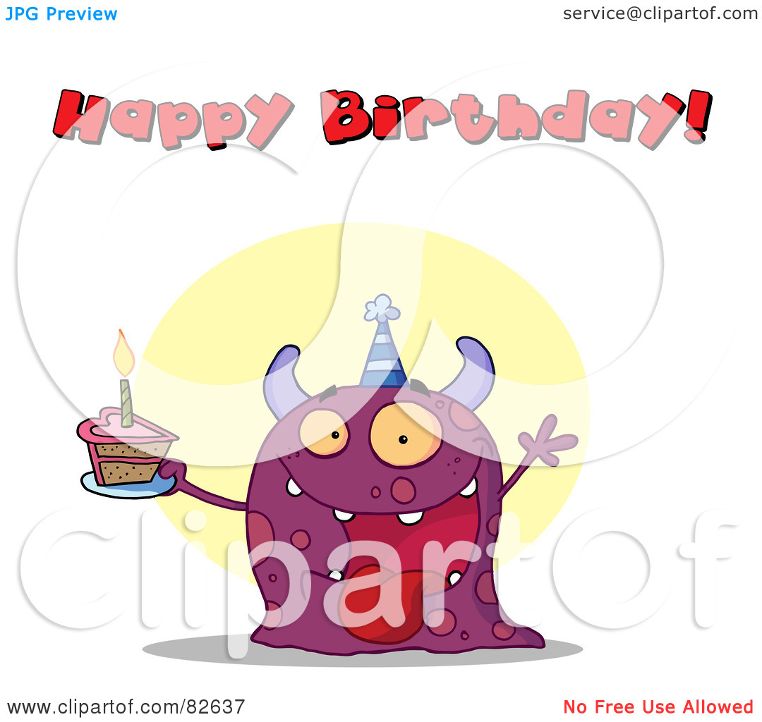 Clipart Illustration Of A Happy Birthday Text Above A Purple Birthday
