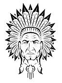 Indian Headdress Clipart Black And White American Indian Chief