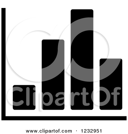 1232951 Clipart Of A Black And White Bar Graph Business Icon Royalty
