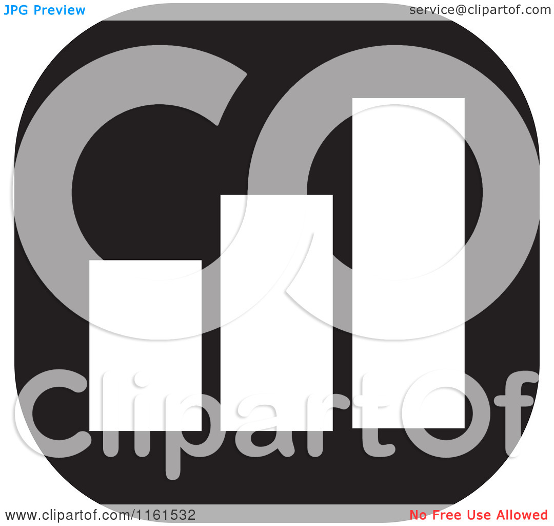 Clipart Of A Black And White Bar Graph Icon   Royalty Free Vector