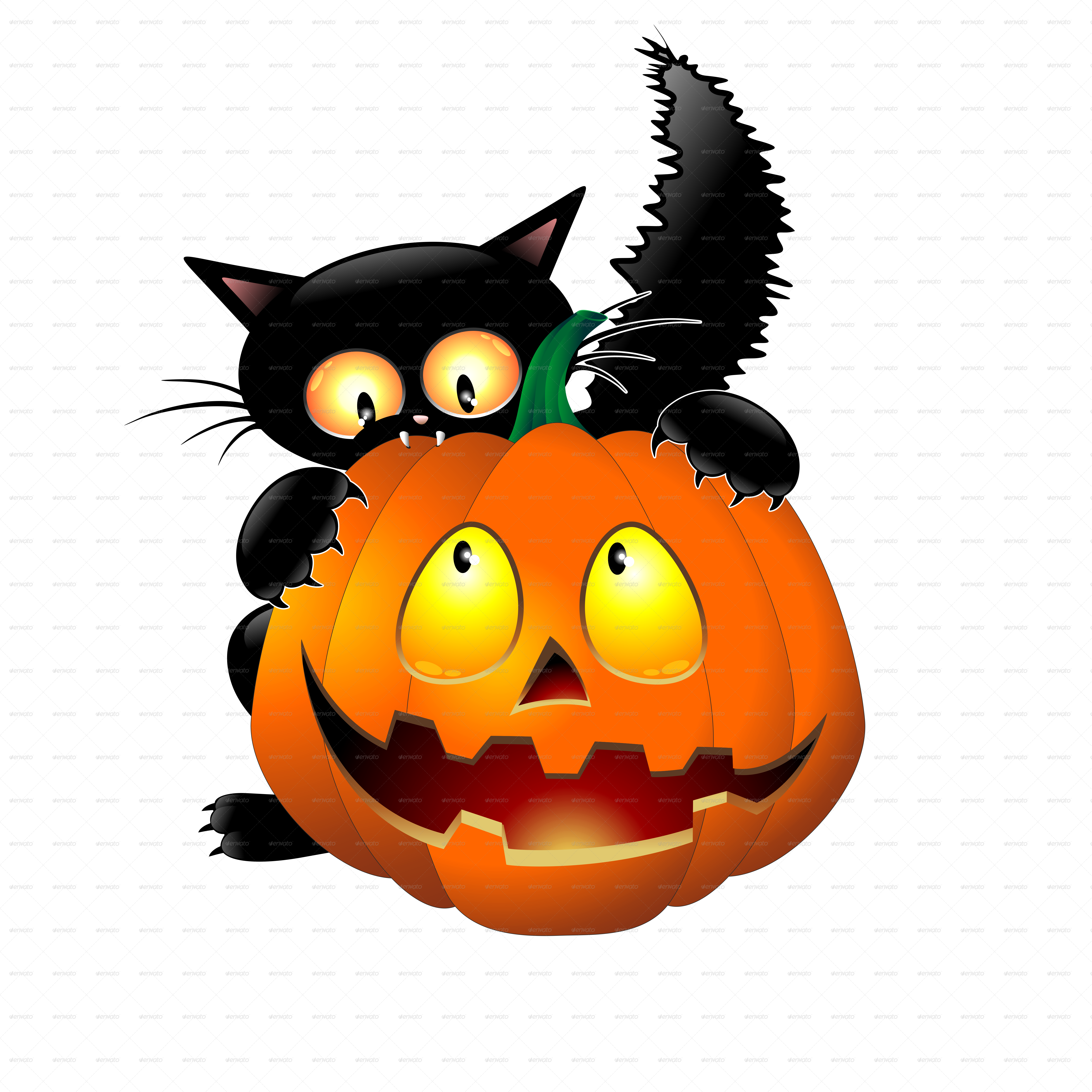 Halloween Cartoon Cat Mouse And Pumpkin   Graphicriver Previewer
