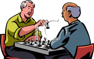 Gentlemen Playing A Game Of Chess   Royalty Free Clipart Picture
