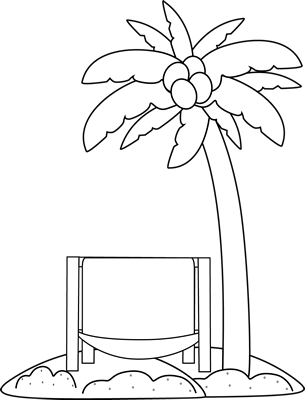 Black And White Beach Chair And Palm Tree Clip Art   Black And
