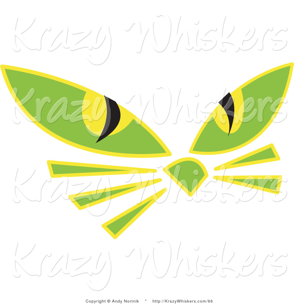 Critter Clipart Of A Halloween Pair Of Green Cat Eyes And Whiskers    
